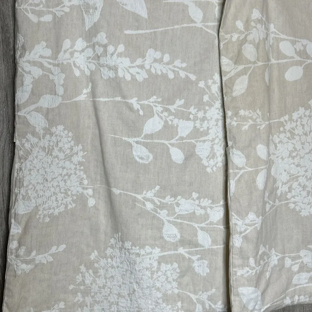 Garnet Hill Two Standard Shams Floral Embroidered Cotton Linen 20 x 26
